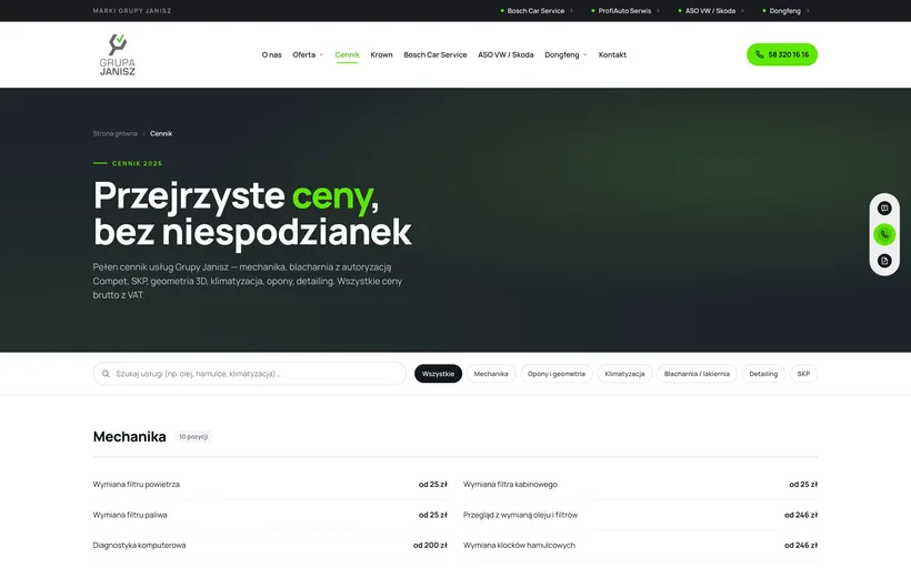 Cennik usług — przejrzyste ceny bez niespodzianek