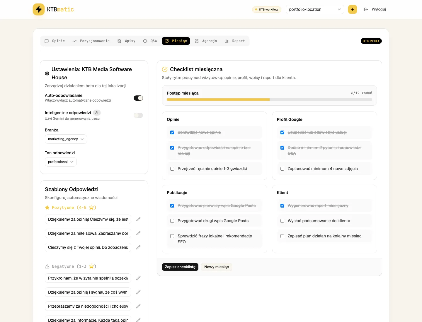 Miesięczna checklista działań