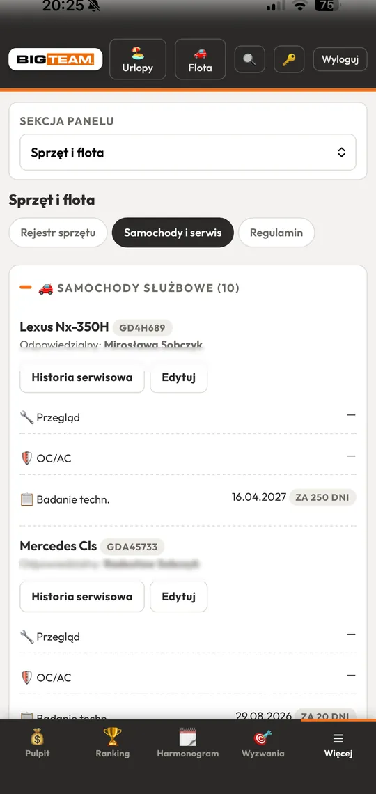 Flota — auta, przeglądy i polisy